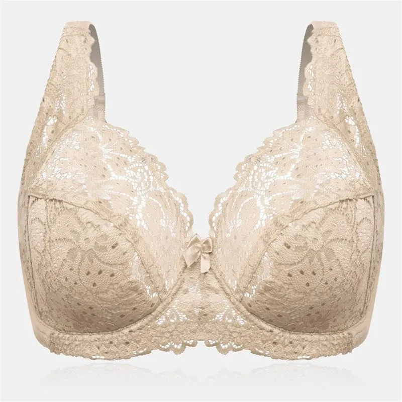 Women's Ultrathin Modal Floral Lace DDD Cup Bras - Blue