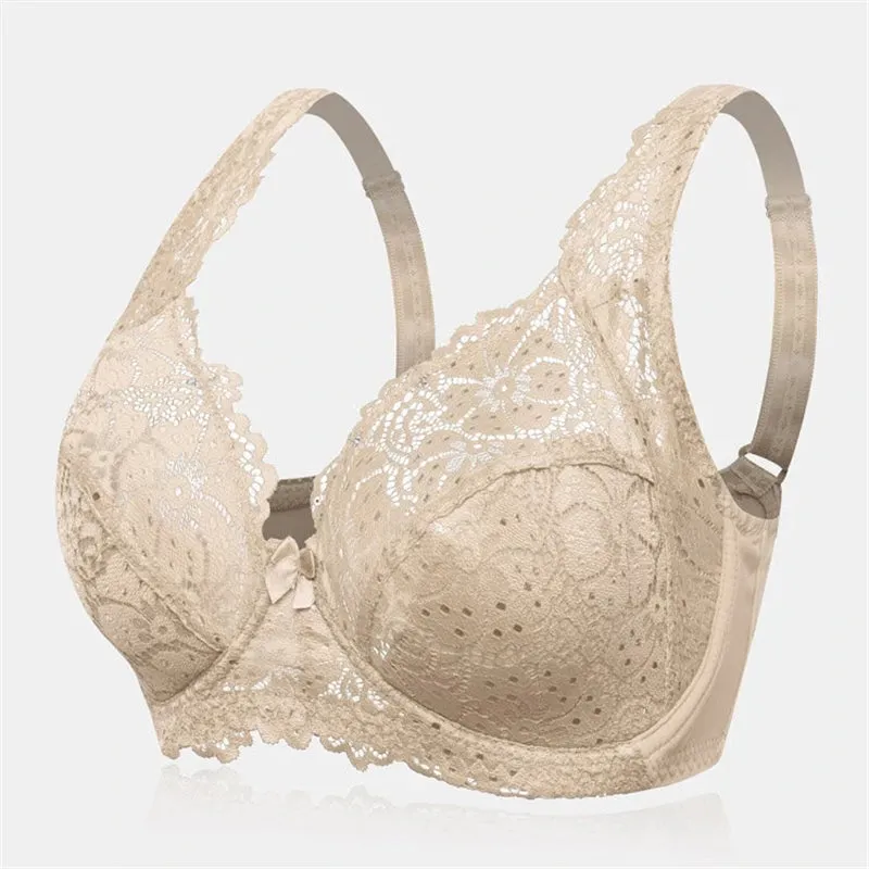Women's Ultrathin Modal Floral Lace DDD Cup Bras - Blue