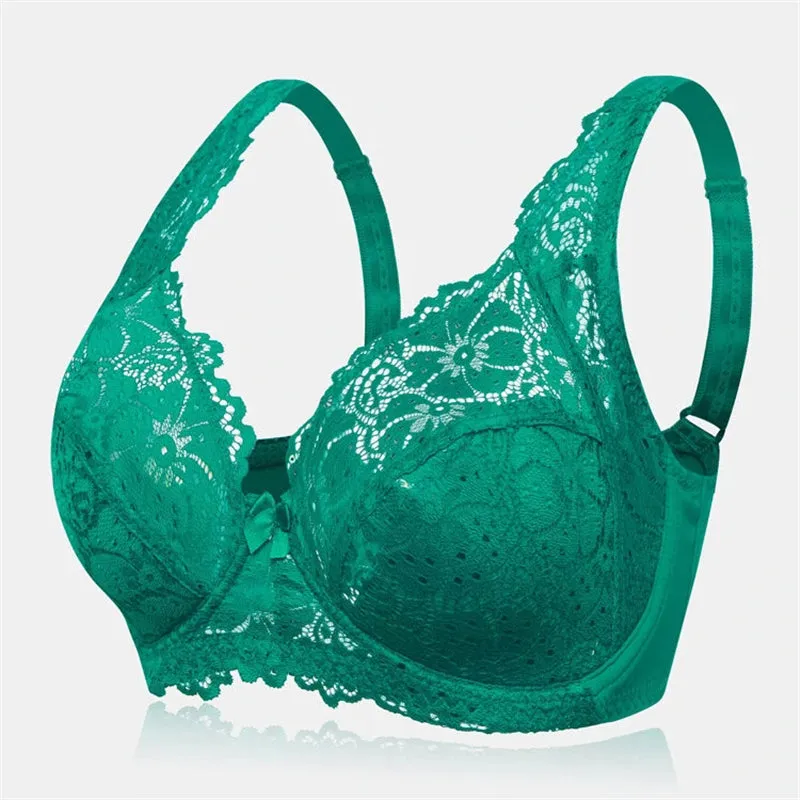 Women's Ultrathin Modal Floral Lace DDD Cup Bras - Blue