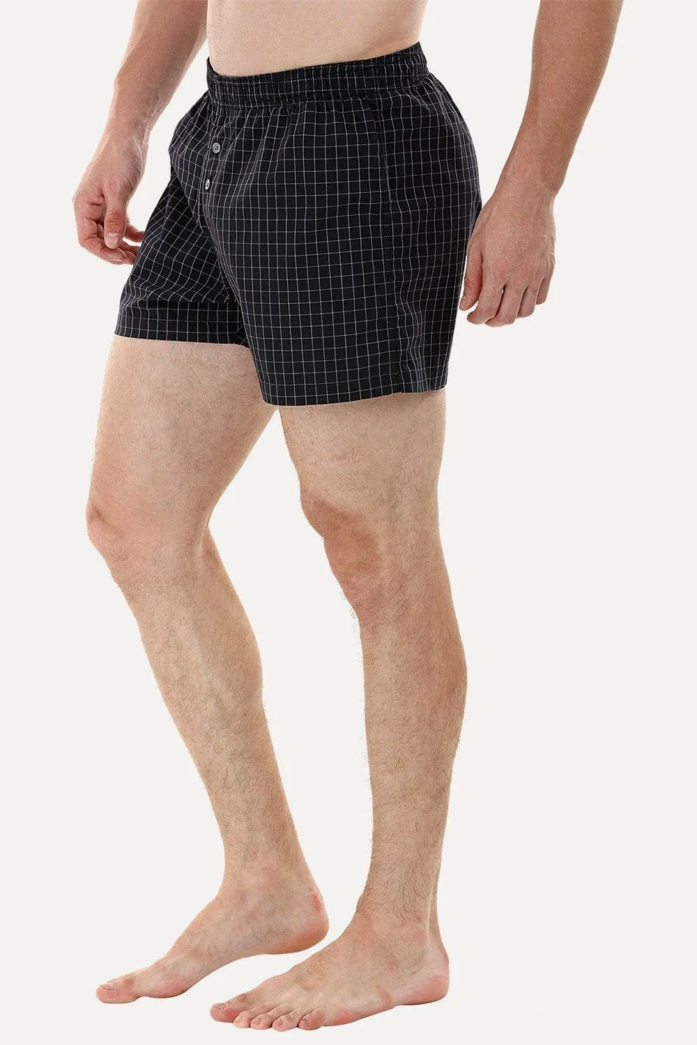 Woven Black Check Boxer Shorts