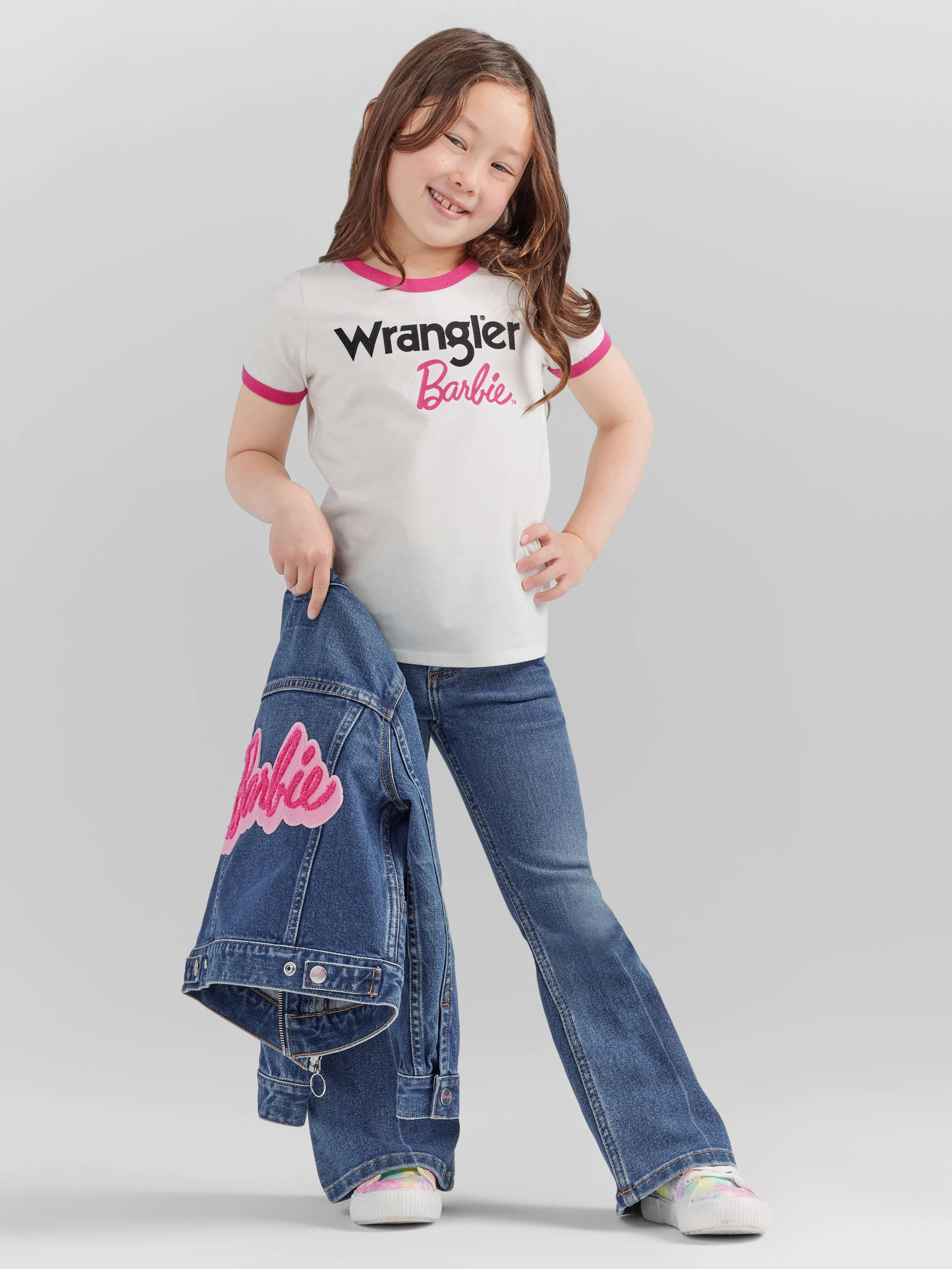 Wrangler Girl's Barbie Logo Ringer Tee