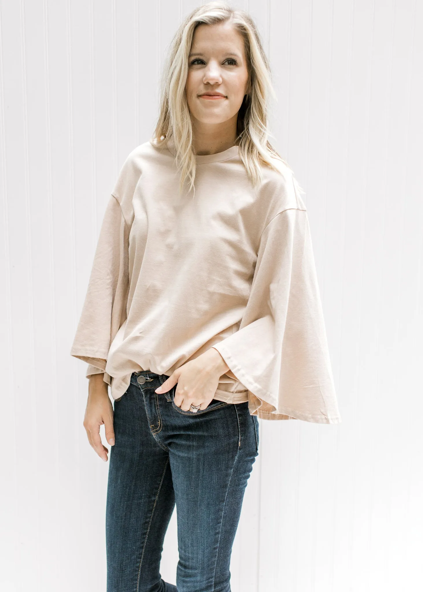 X Cream Butterfly Sleeve Top