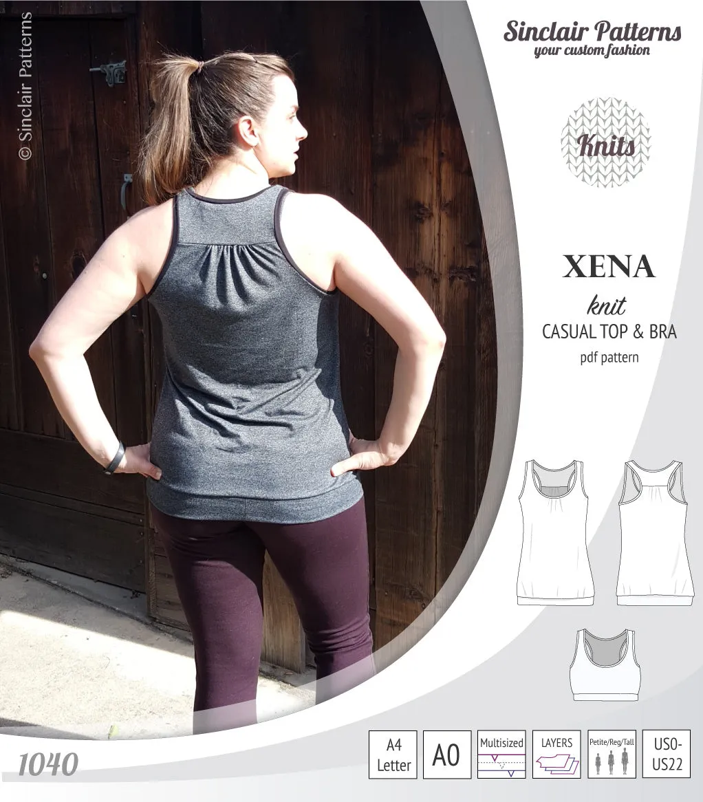 Xena casual racerback tank top with a built-in bra (PDF)