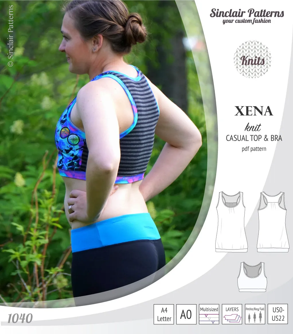 Xena casual racerback tank top with a built-in bra (PDF)