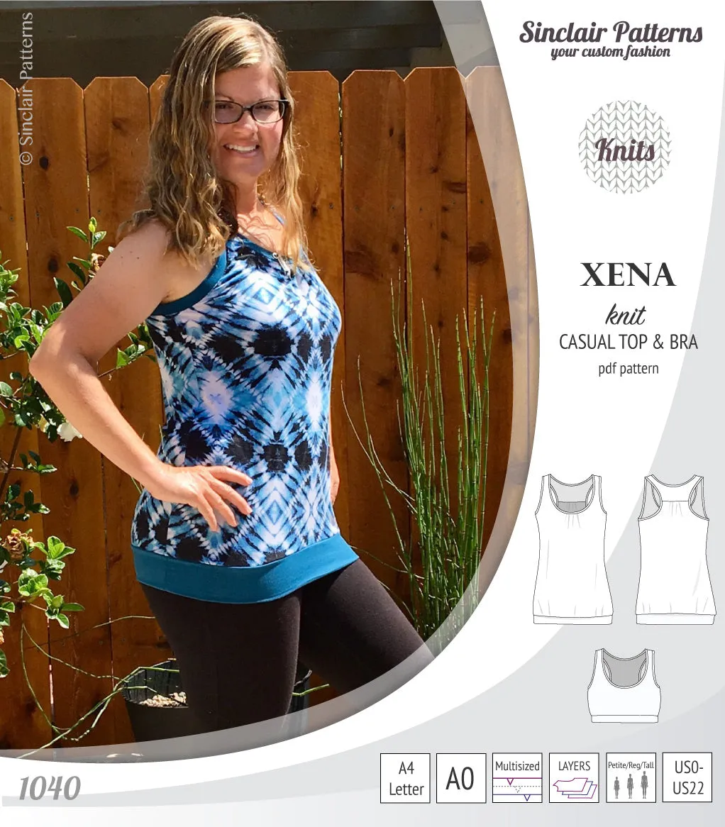 Xena casual racerback tank top with a built-in bra (PDF)