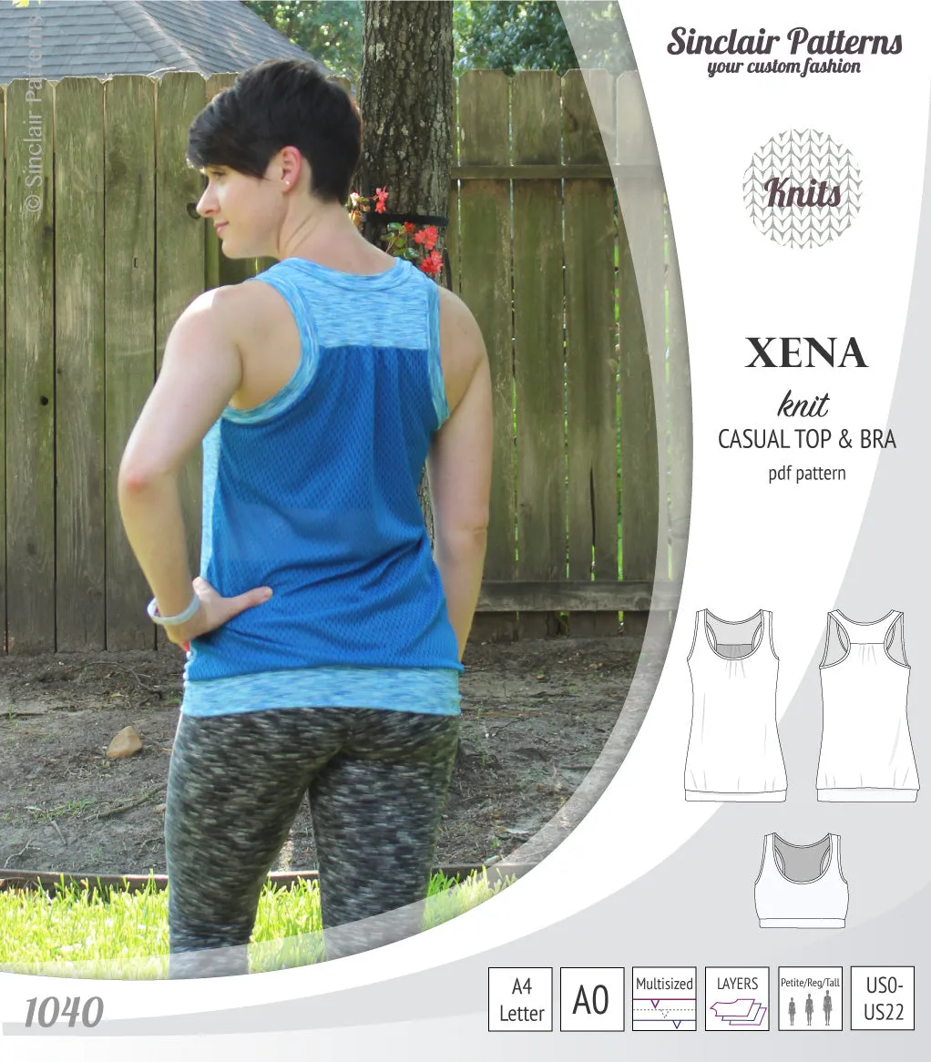 Xena casual racerback tank top with a built-in bra (PDF)