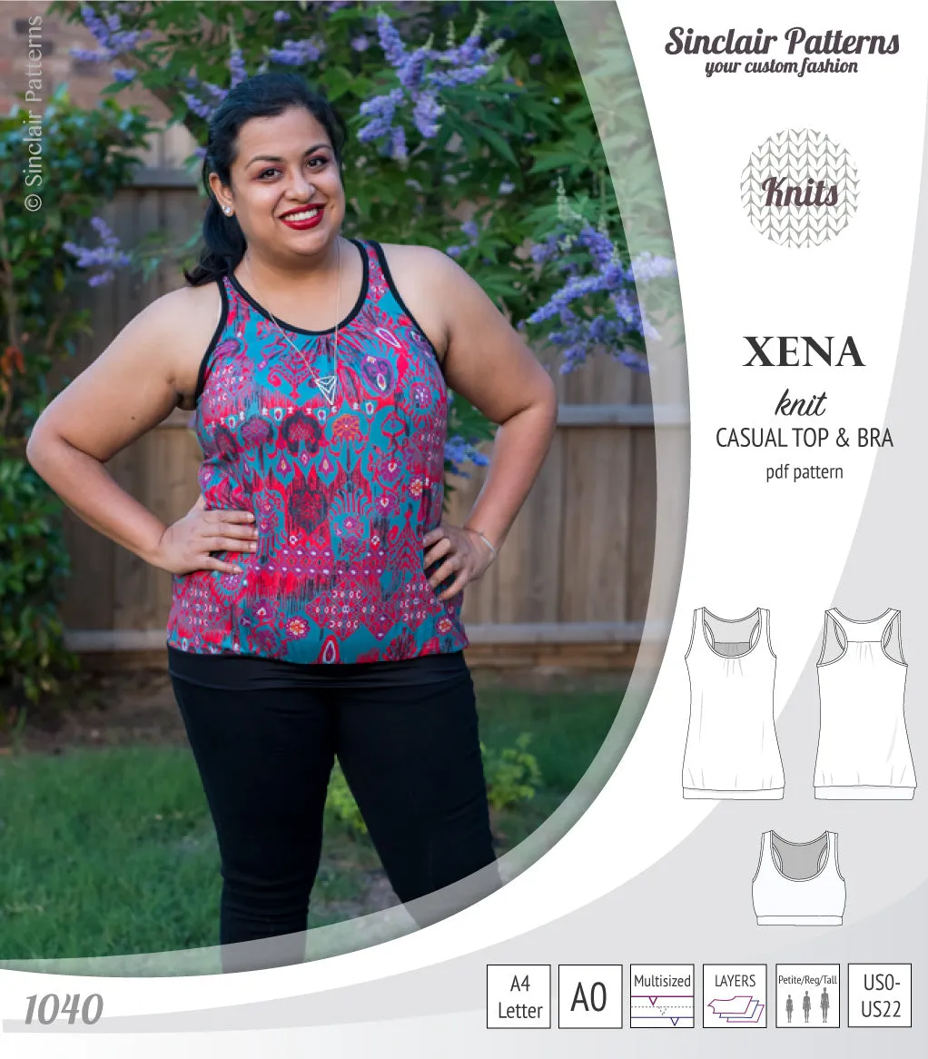 Xena casual racerback tank top with a built-in bra (PDF)