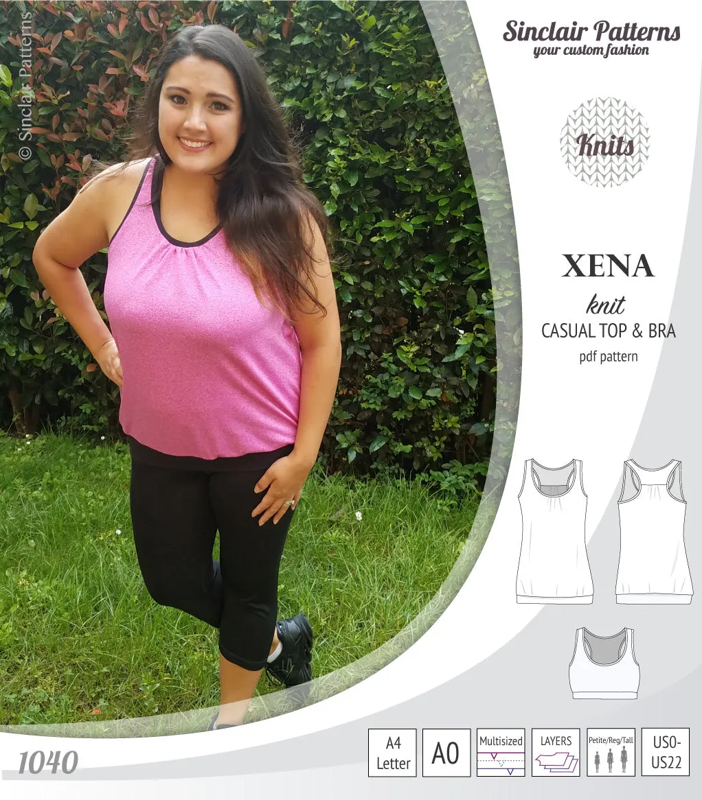 Xena casual racerback tank top with a built-in bra (PDF)