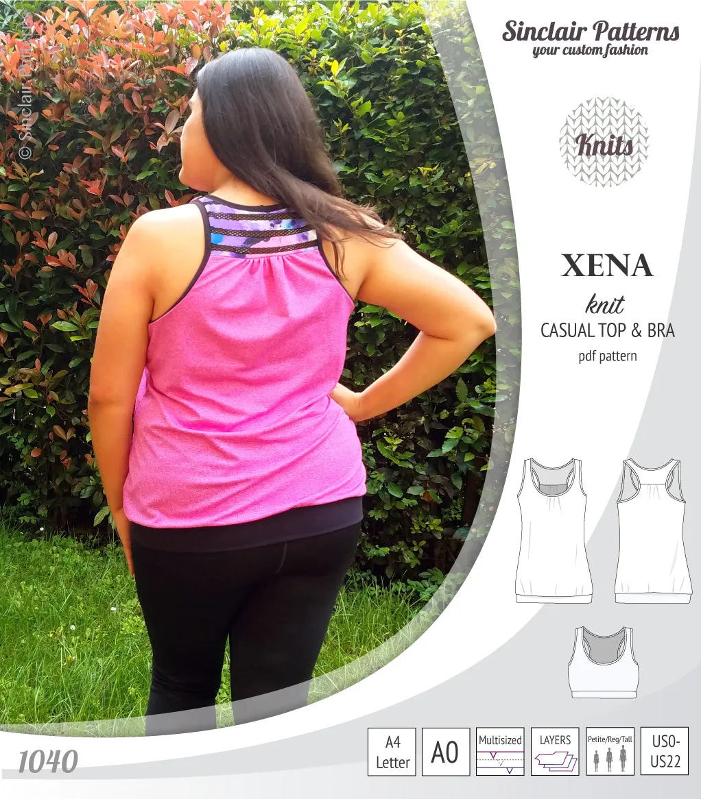 Xena casual racerback tank top with a built-in bra (PDF)