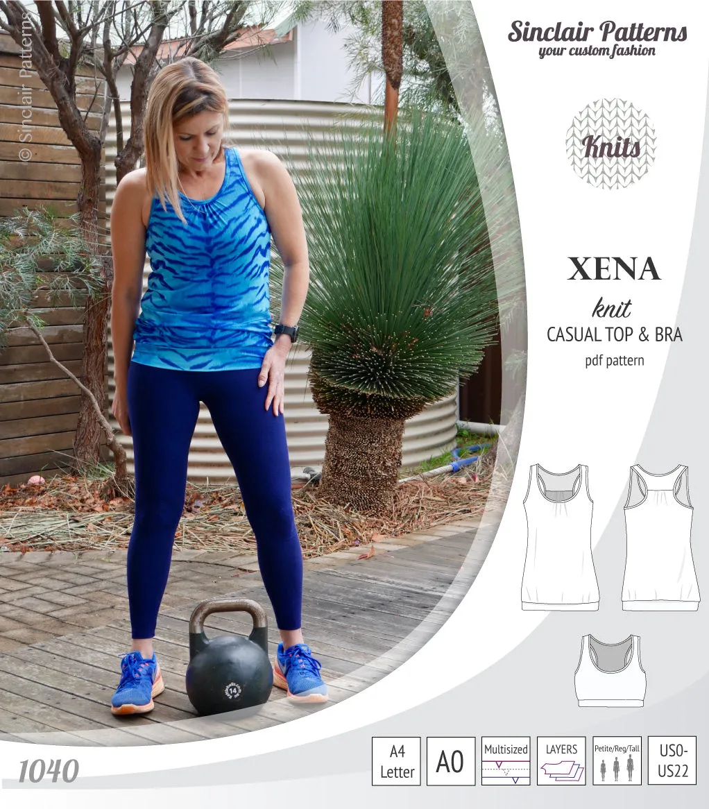 Xena casual racerback tank top with a built-in bra (PDF)