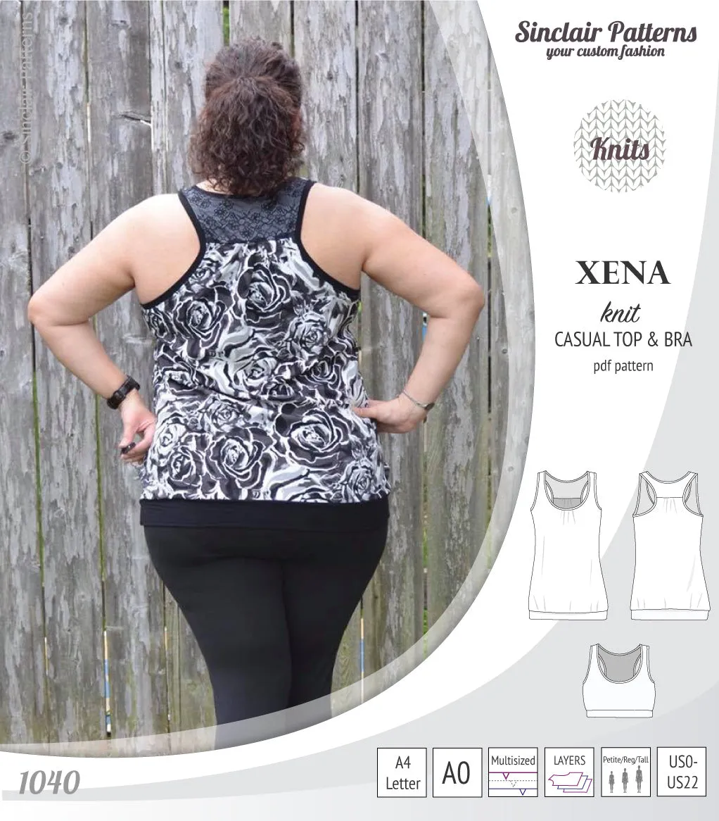 Xena casual racerback tank top with a built-in bra (PDF)