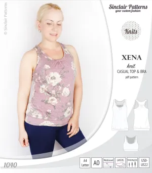 Xena casual racerback tank top with a built-in bra (PDF)