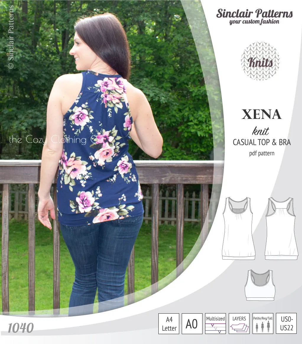 Xena casual racerback tank top with a built-in bra (PDF)