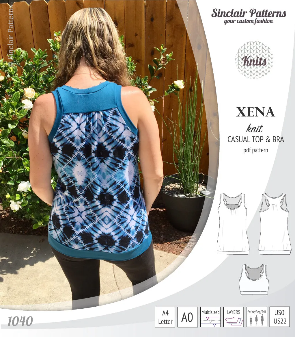Xena casual racerback tank top with a built-in bra (PDF)