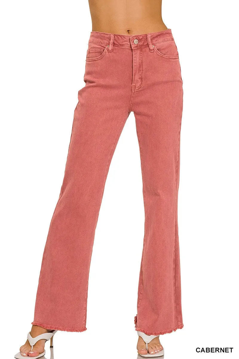 Zenana Long Cabernet Acid Wash Jeans