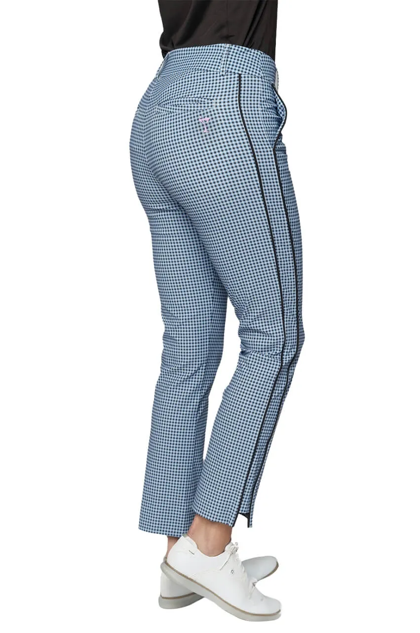 Zoo Blue/Cocoa Checkered Stretch Ankle Pant
