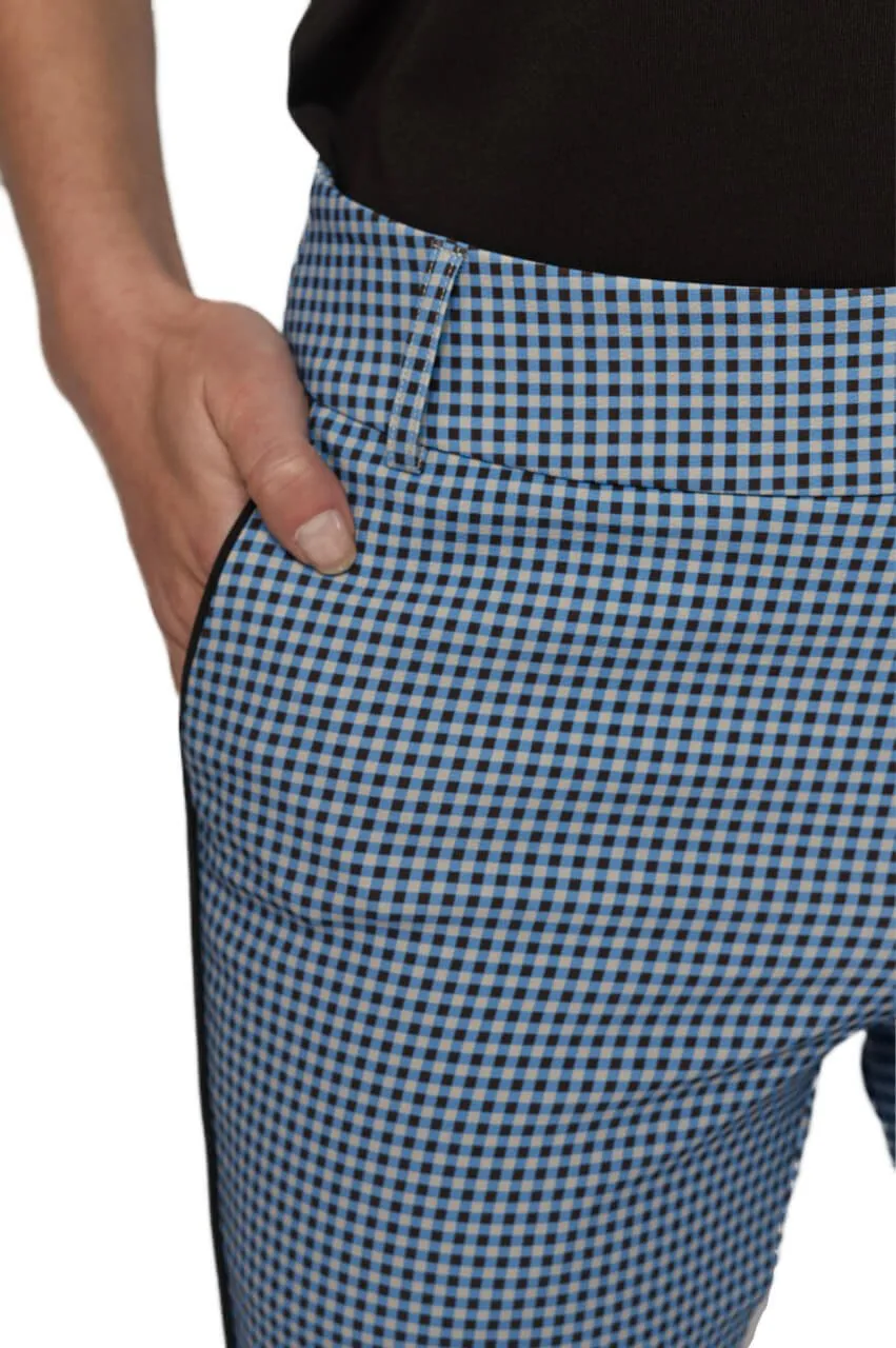 Zoo Blue/Cocoa Checkered Stretch Ankle Pant